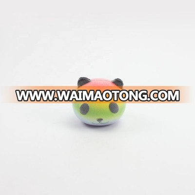 Flocking New Children PU Colorful Panda Head Squishy Scent Slow Rebound Toy Squishy